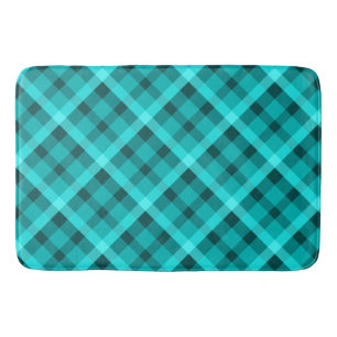 Tapis De Bain Élégant cool Turquoise Plaid Grand Mat Bain