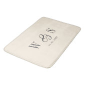 Tapis De Bain Élégant couple mariage initial crème naturelle (Angle)