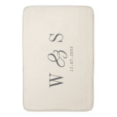 Tapis De Bain Élégant couple mariage initial crème naturelle (devant Vertical)