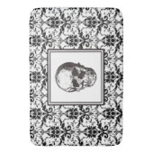 Tapis De Bain Élégant crâne noir gothique damassé (devant Vertical)