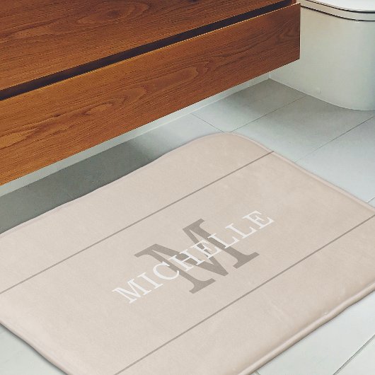 Tapis De Bain Élégant crème de café Monogramme Nom personnalisé