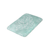 Tapis De Bain Élégant Damas Turquoise et blanc (Angle)
