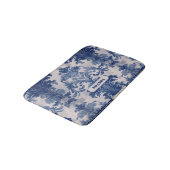 Tapis De Bain Élégant damassé Bleu toile de jouy monogramme (Angle)