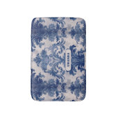Tapis De Bain Élégant damassé Bleu toile de jouy monogramme (Devant (Vertical))