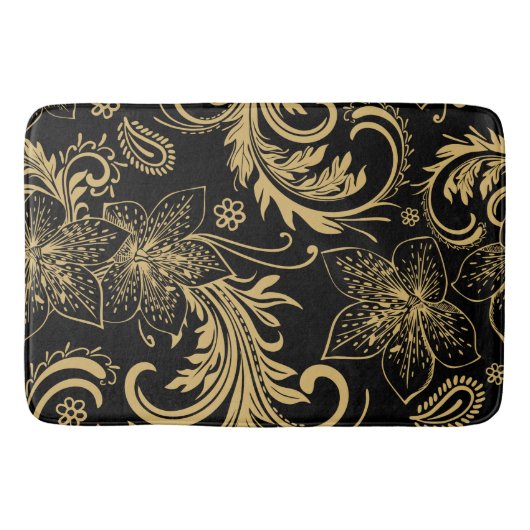 Tapis de bain élégant de noir et d'or (Devant)