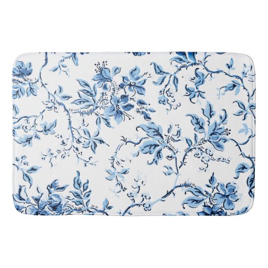 Tapis De Bain Elegant Delft Blue et White Floral (Devant)