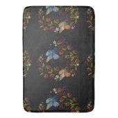 Tapis De Bain Elegant Embroidery Style Pattern Flowers Butterfly (devant Vertical)