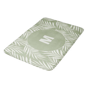 Tapis De Bain Élégant Feuilles de palme Lait Vert olive Personna