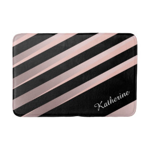 Tapis De Bain Elégant filin abstrait rose or, noir et rose