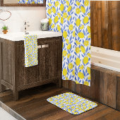Tapis De Bain Elegant French Country Lemon Blue Botanical