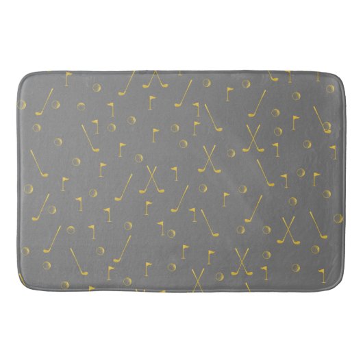 Tapis De Bain Elégant Gold Motif Golfer Grey (Devant)
