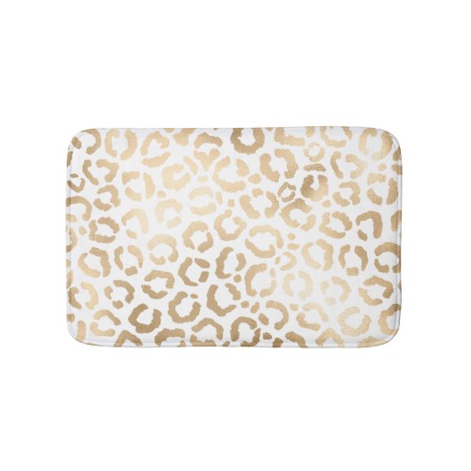 Tapis De Bain Elegant Gold White Leopard Cheetah Animal Print (Devant)