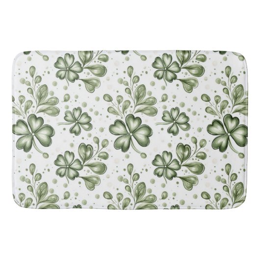 Tapis De Bain Elegant Green Clover Pattern  (Devant)
