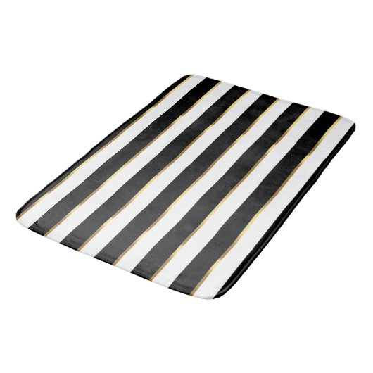 Tapis De Bain Elégant Grille Noir Blanc (Angle)