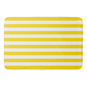 Tapis De Bain Elégant jaune blanc rayé Moderne Couleurs tendance