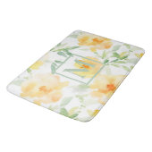 Tapis De Bain Elégant jaune pêche orange aquarelle fleurie (Angle)