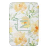 Tapis De Bain Elégant jaune pêche orange aquarelle fleurie (devant Vertical)