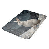 Tapis De Bain Elégant lapin blanc Noël forêt enneigée (Angle)