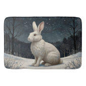 Tapis De Bain Elégant lapin blanc Noël forêt enneigée (Devant)