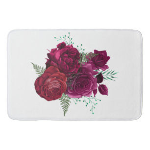 Tapis De Bain Elegant Magenta Rose Floral Bouquet