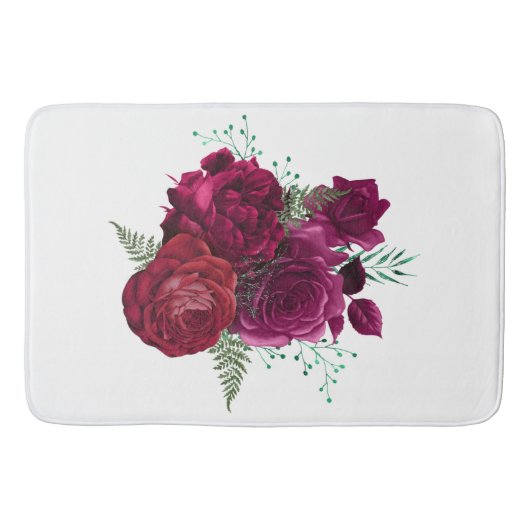Tapis De Bain Elegant Magenta Rose Floral Bouquet (Devant)