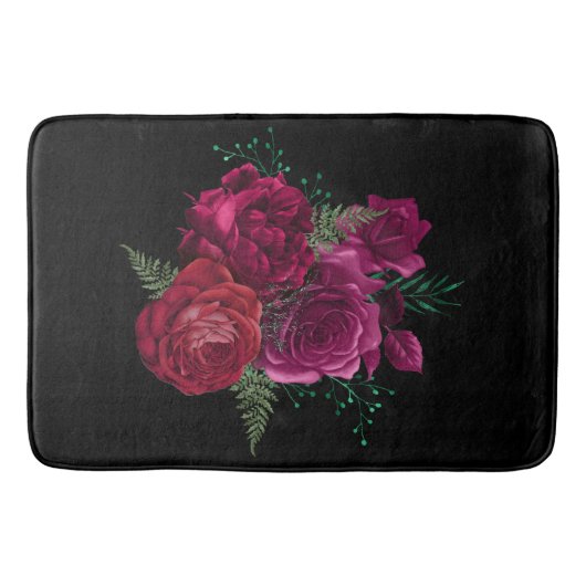Tapis De Bain Elegant Magenta Rose Floral Bouquet (Devant)