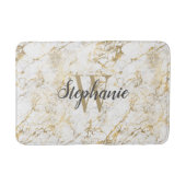 Tapis De Bain Élégant Marbre blanc Or Monogramme Script (Devant)