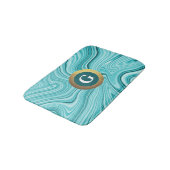Tapis De Bain Élégant marbre d'or turquoise mat de bain monogram (Angle)