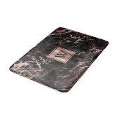 Tapis De Bain Élégant marbre noir Rose or Monogramme (Angle)