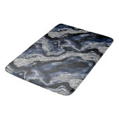 Tapis De Bain Elégant Marine Blue & Silver Parties scintillant A (Angle)