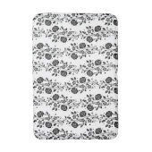 Tapis De Bain Élégant Modèle Floral Noir Et Blanc (Devant (Vertical))