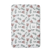 Tapis De Bain Élégant modèle floral rose monogramme (Devant (Vertical))