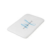 Tapis De Bain Élégant Moderne Ciel Blanc Bleu Monogramme Script (Angle)