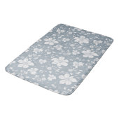 Tapis De Bain élégant monochrome motif floral bleu gris (Angle)