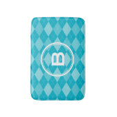 Tapis De Bain Élégant monogramme aqua bleu Jacquard motif mat (Devant (Vertical))