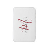 Tapis De Bain Élégant Monogramme blanc moderne (Devant (Vertical))