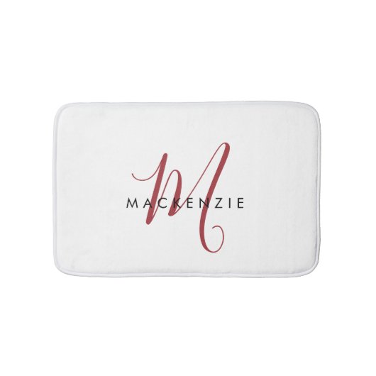 Tapis De Bain Élégant Monogramme blanc moderne (Devant)