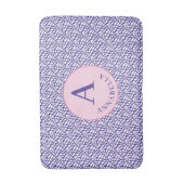Tapis De Bain Elégant Monogramme Bleu Lignes Abstraites (Devant (Vertical))