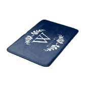 Tapis De Bain Élégant Monogramme bleu marine (Angle)