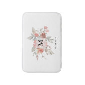 Tapis De Bain Élégant Monogramme floral rose pâle (Devant (Vertical))