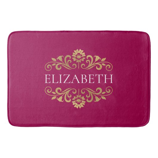 Tapis De Bain Élégant Monogramme Hot Rose Gold (Devant)