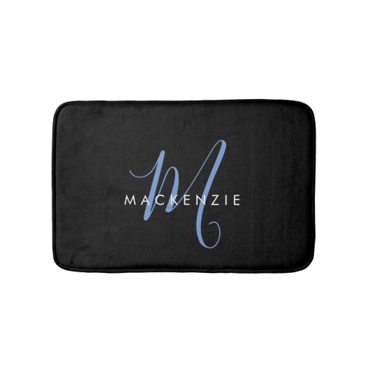 Tapis De Bain Élégant Monogramme moderne noir noir (Devant)