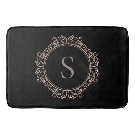 Tapis De Bain Élégant Monogramme Noir (Devant)