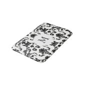 Tapis De Bain Élégant monogramme noir damassé (Angle)