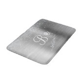 Tapis De Bain Élégant Monogramme Personnalisé Éclairage Argent (Angle)