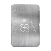 Tapis De Bain Élégant Monogramme Personnalisé Éclairage Argent (Devant (Vertical))