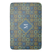 Tapis De Bain Élégant monogramme personnalisé marocain bleu et b (devant Vertical)