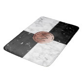 Tapis De Bain Élégant monogramme rose or noir marbre blanc (Angle)