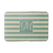 Tapis De Bain Élégant Monogramme Turquoise Crème rayures Côtier (Devant)