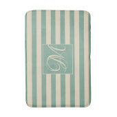 Tapis De Bain Élégant Monogramme Turquoise Crème rayures Côtier (Devant (Vertical))